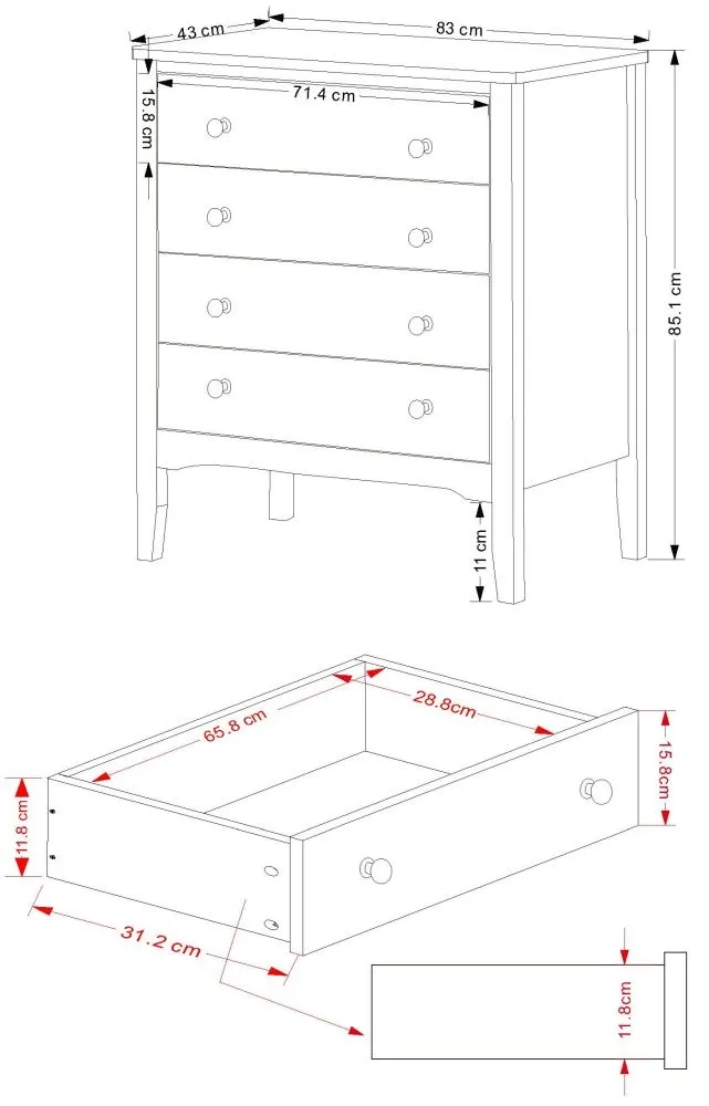 Cottle 4 Drawer Chest - White