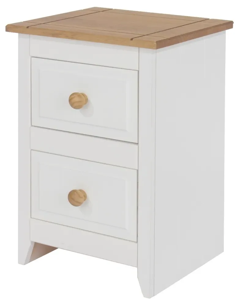 Crockett 2 Drawer Petite Bedside Cabinet - White, Pine