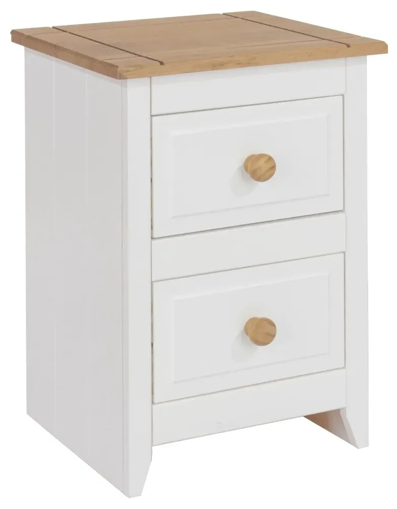 Crockett 2 Drawer Petite Bedside Cabinet - White, Pine