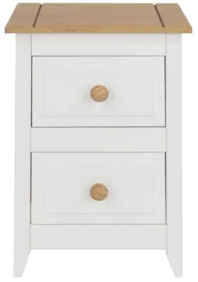Crockett 2 Drawer Petite Bedside Cabinet - White, Pine