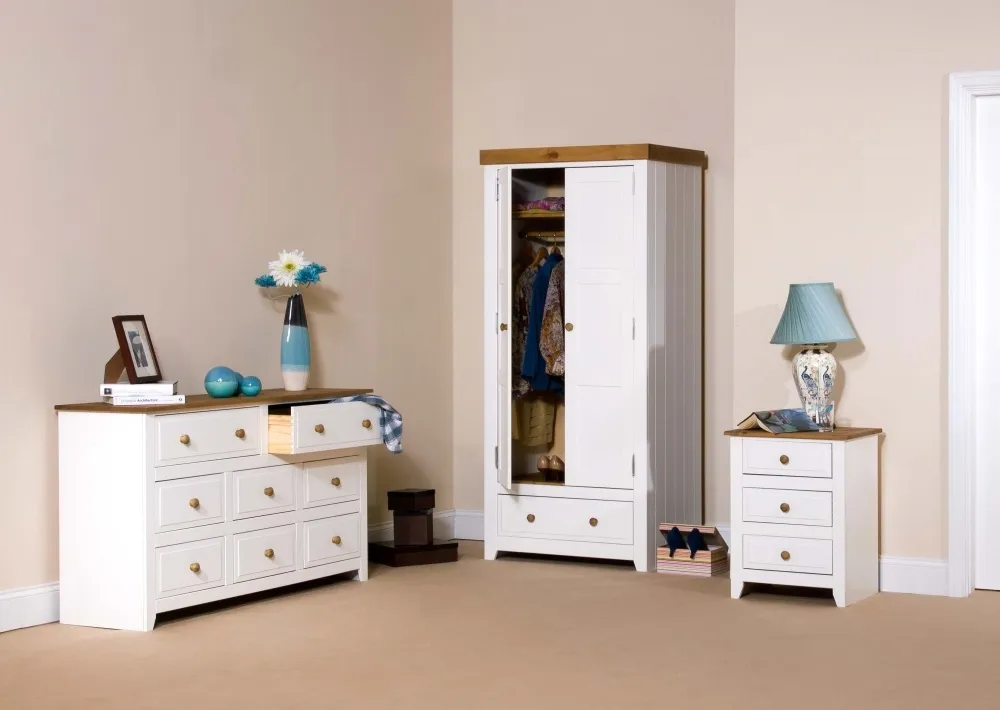 Crockett 3 Drawer Bedside Cabinet - White, Pine