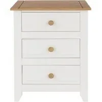 Crockett 3 Drawer Bedside Cabinet - White, Pine