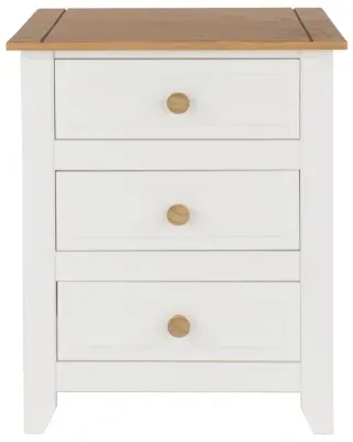 Crockett 3 Drawer Bedside Cabinet - White, Pine image
