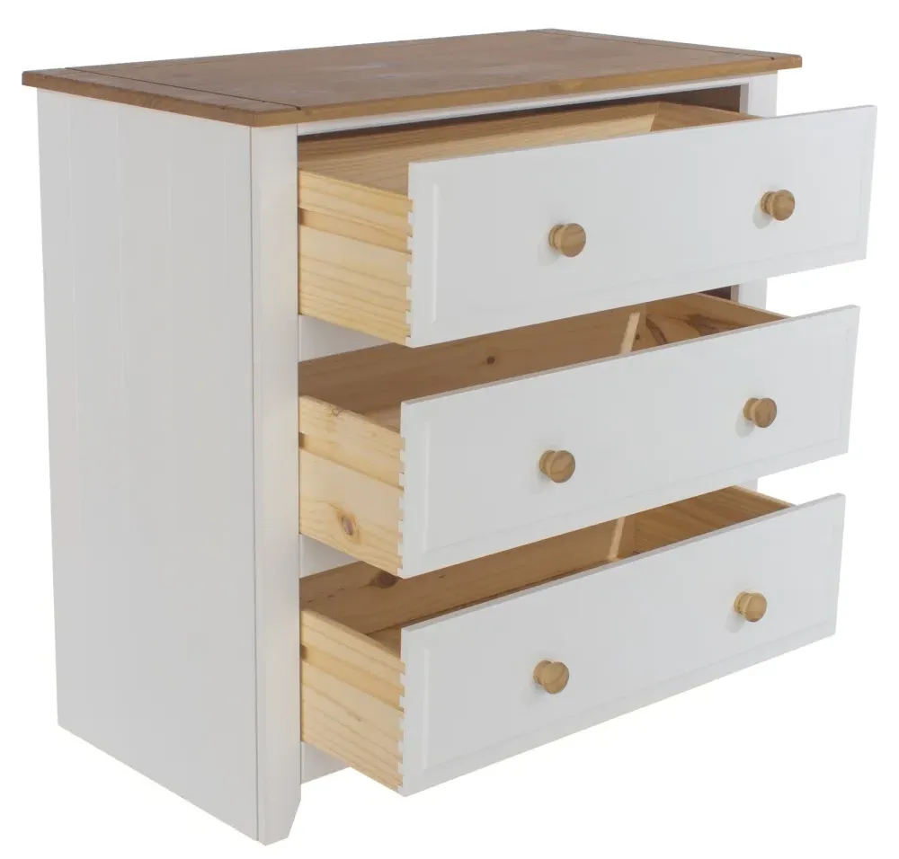 Crockett 3 Drawer Chest - White, Pine