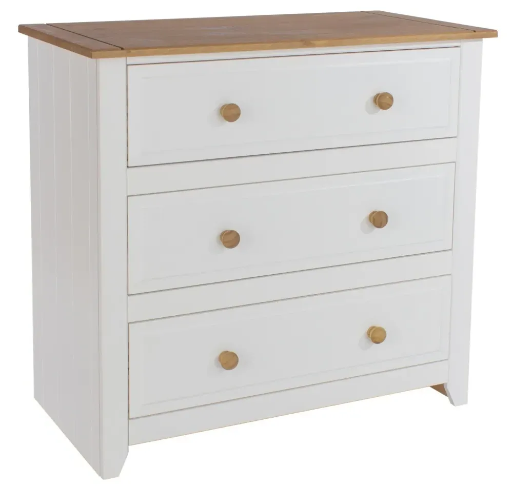 Crockett 3 Drawer Chest - White, Pine
