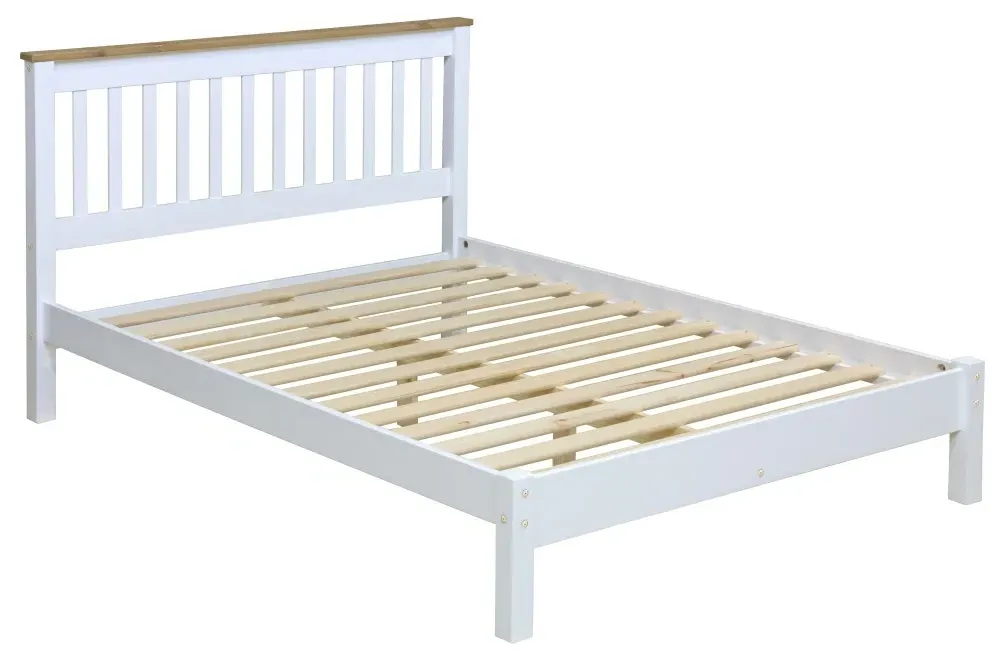 Crockett Double Slatted Bed Frame - White, Pine