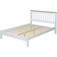 Crockett Double Slatted Bed Frame - White, Pine