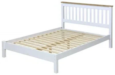 Crockett Double Slatted Bed Frame - White, Pine