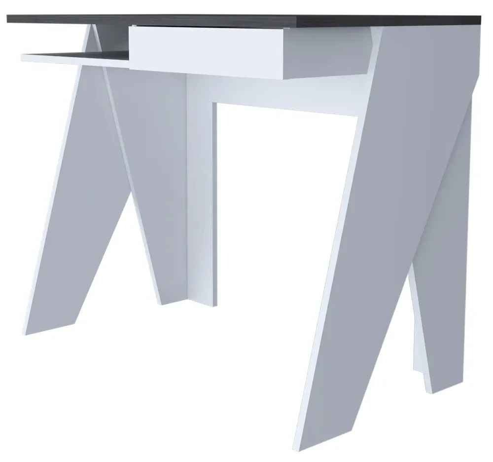 Davis 1 Drawer Desk - White, Grey Oak Effect