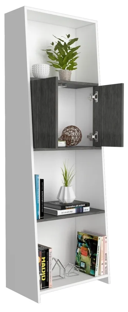 Davis Bookcase - White, Grey Oak Effect