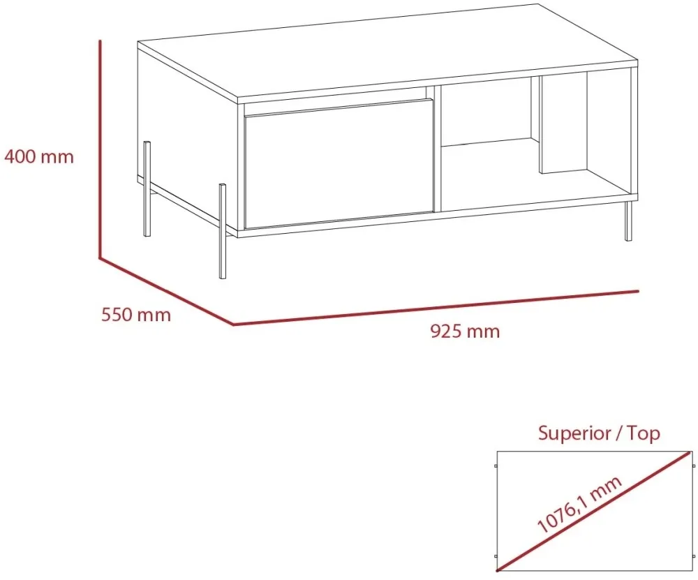 Davis Coffee Table - White, Oak Effect