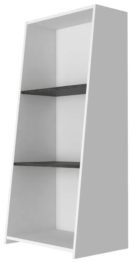Davis Low Bookcase - White, Grey Oak Effect