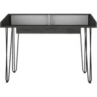 Davis Office Desk - Black, Grey Oak Effect