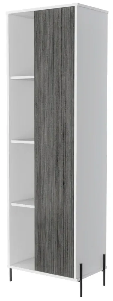 Davis Tall Display Cabinet - White, Grey Oak Effect