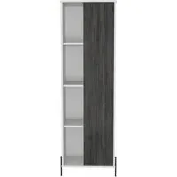Davis Tall Display Cabinet - White, Grey Oak Effect