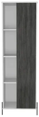 Davis Tall Display Cabinet - White, Grey Oak Effect image