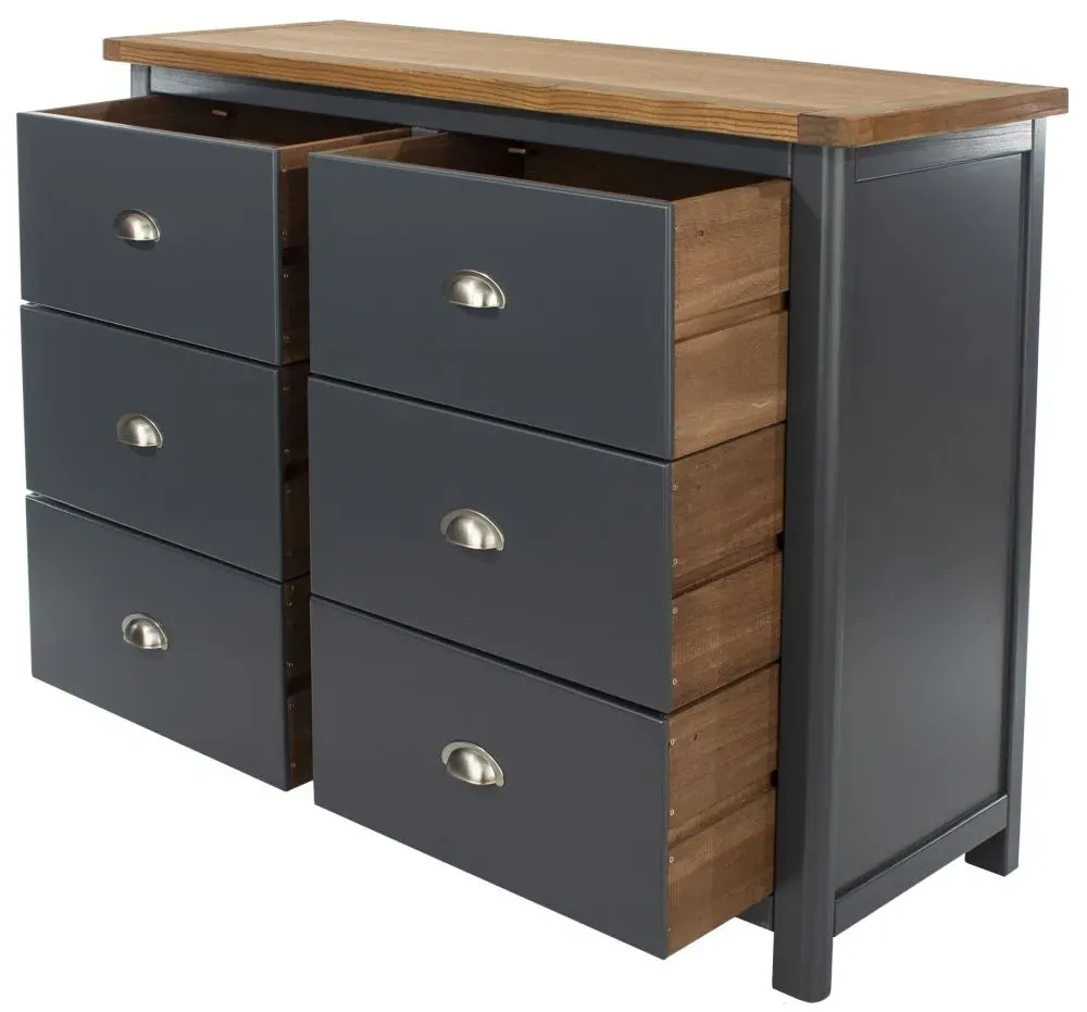 Denton 6 Drawer Wide Chest - Blue
