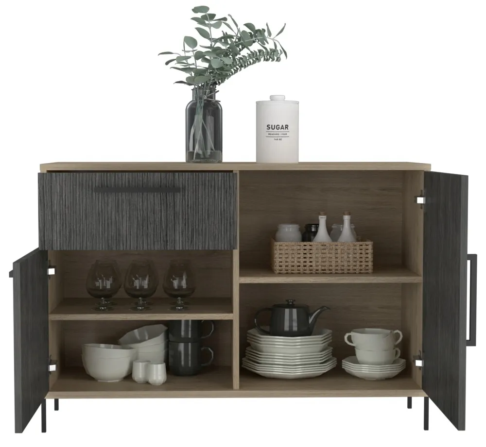 Hanwell 2 Door Small Sideboard - Grey, Wood Effect