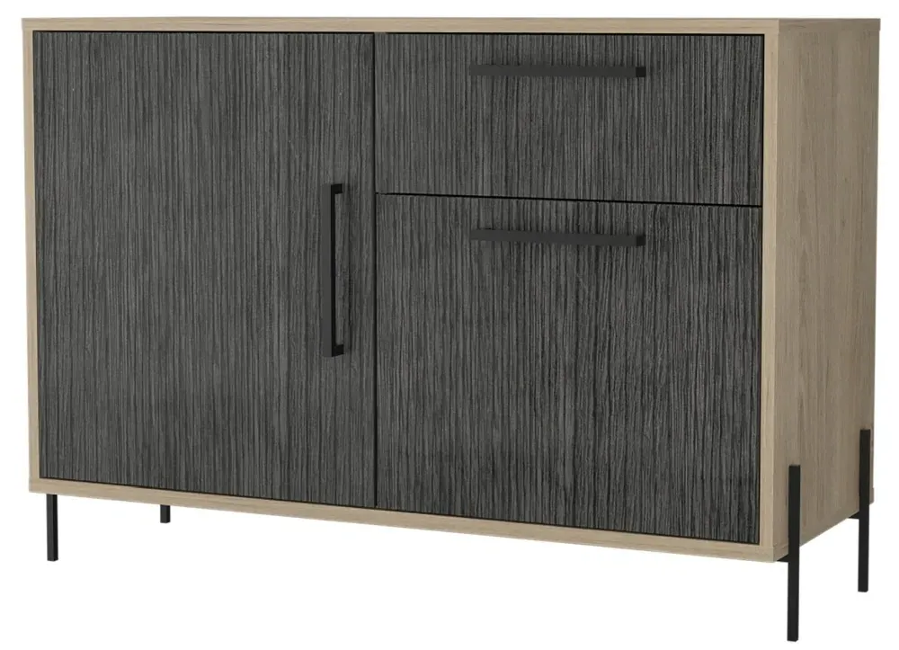 Hanwell 2 Door Small Sideboard - Grey, Wood Effect