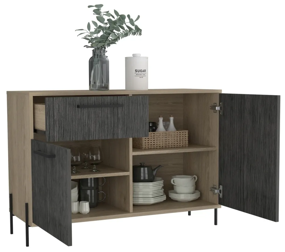Hanwell 2 Door Small Sideboard - Grey, Wood Effect