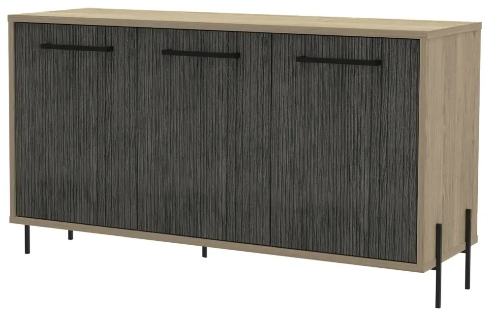 Hanwell 3 Door Sideboard - Grey, Wood Effect