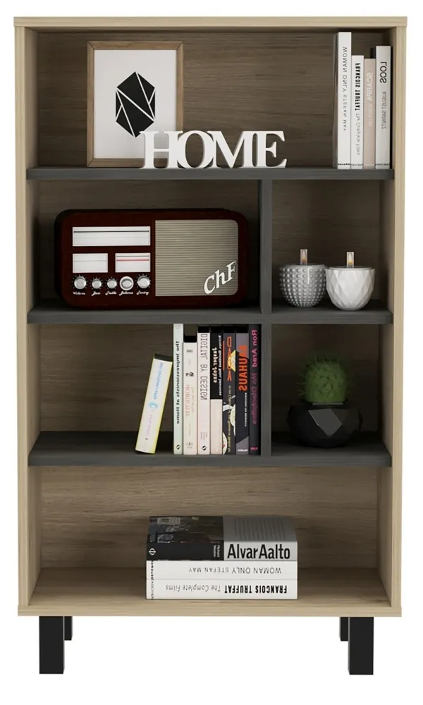 Hanwell Display Bookcase - Carbon Grey, Wood Effect