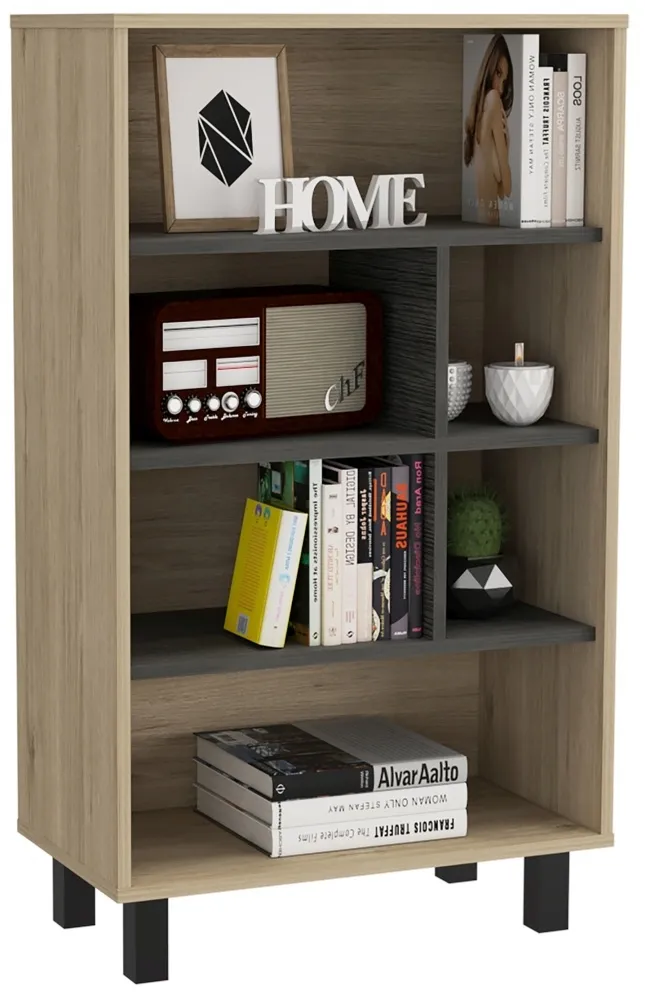 Hanwell Display Bookcase - Carbon Grey, Wood Effect