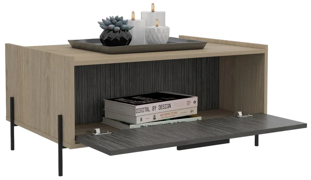 Hanwell Storage Coffee Table - Grey, Wood Effect