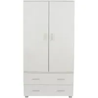 Lorain 2 Door 2 Drawer Wardrobe - White, High Gloss