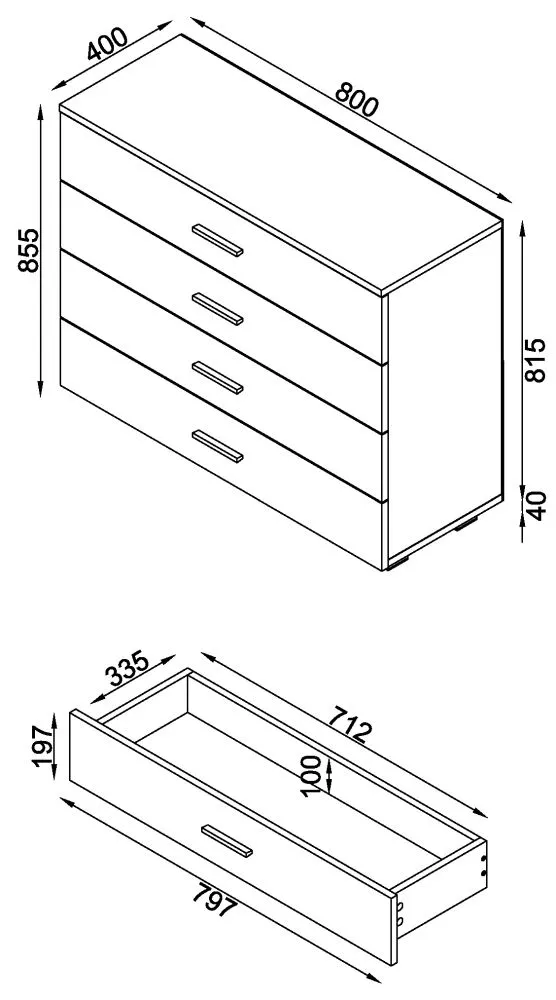 Lorain 4 Drawer Chest - White