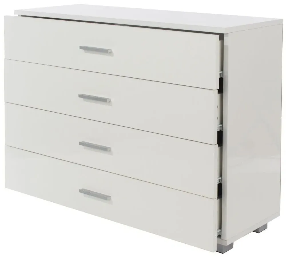 Lorain 4 Drawer Low Chest - White
