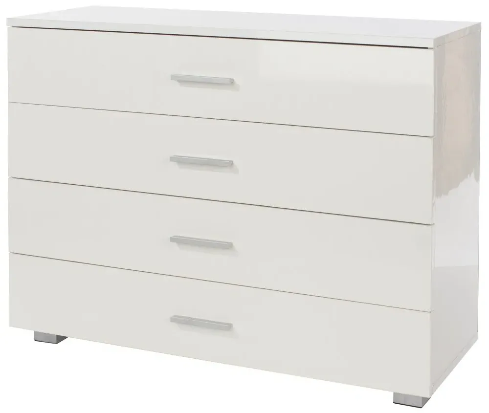 Lorain 4 Drawer Low Chest - White
