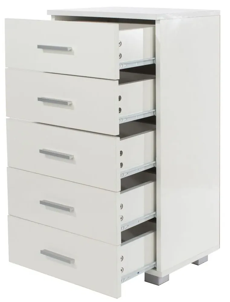 Lorain 5 Drawer Narrow Chest - White
