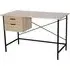 Lyon 2 Drawer Desk with Metal Legs - Oak, Grey