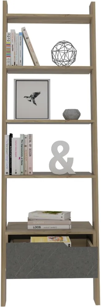 Morton Ladder Bookcase - Grey, Pine