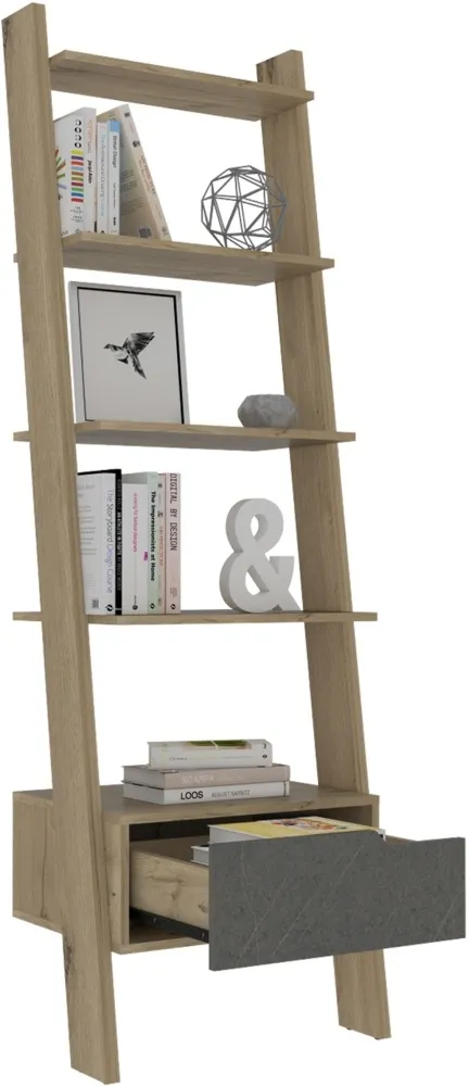 Morton Ladder Bookcase - Grey, Pine