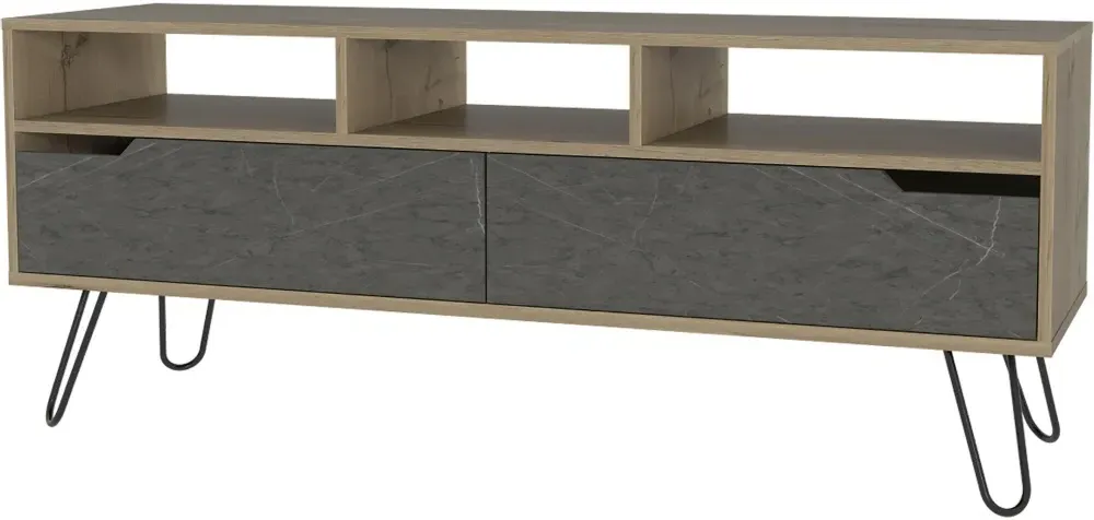 Morton Large TV Unit with Hairpin Legs - Grey