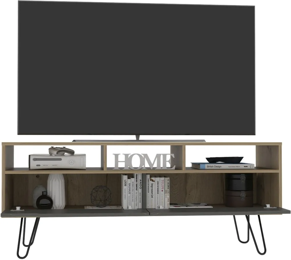 Morton Large TV Unit with Hairpin Legs - Grey