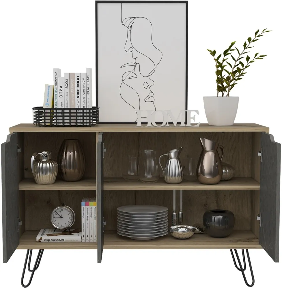 Morton Medium Sideboard with Hairpin Legs - Grey
