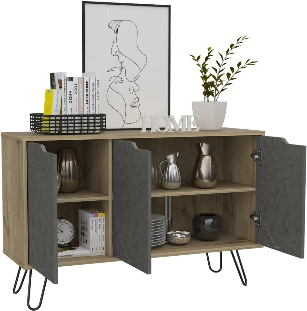 Morton Medium Sideboard with Hairpin Legs - Grey