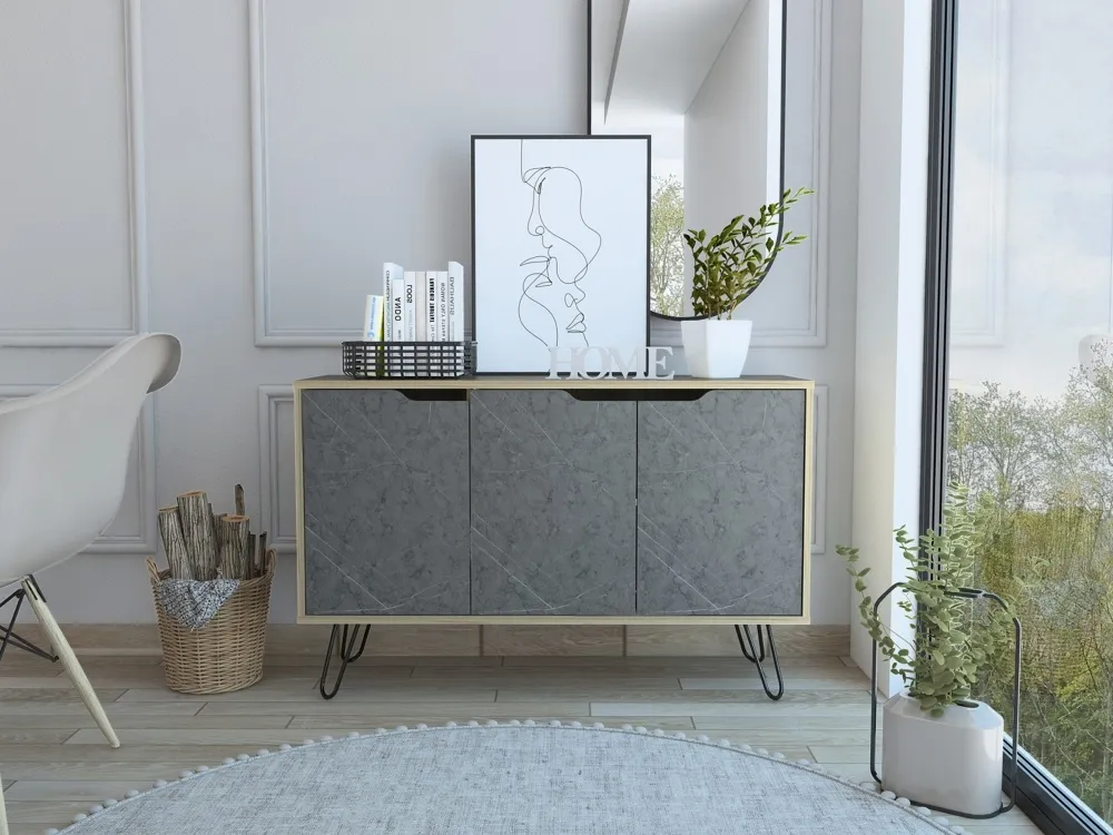 Morton Medium Sideboard with Hairpin Legs - Grey