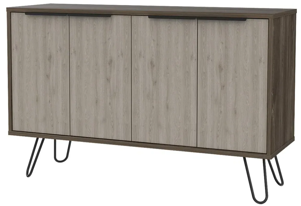 Navarro Medium Sideboard with Hairpin Legs - Grey, Oak Effect