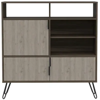 Navarro Small Sideboard with Hairpin Legs - Grey, Oak Effect image