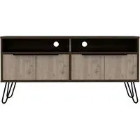 Navarro TV Unit with Hairpin Legs - Grey, Oak Effect
