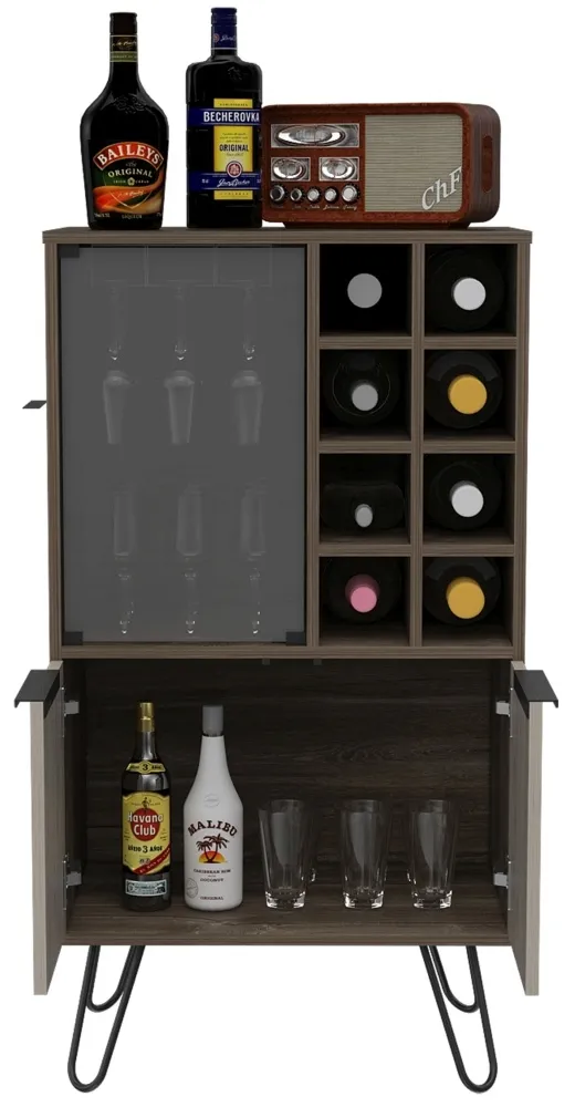 Navarro Wine Cabinet with Hairpin Legs - Grey, Oak Effect