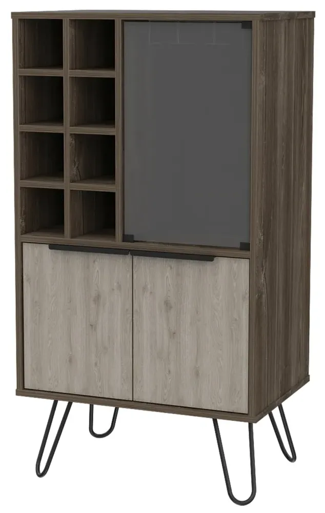 Navarro Wine Cabinet with Hairpin Legs - Grey, Oak Effect
