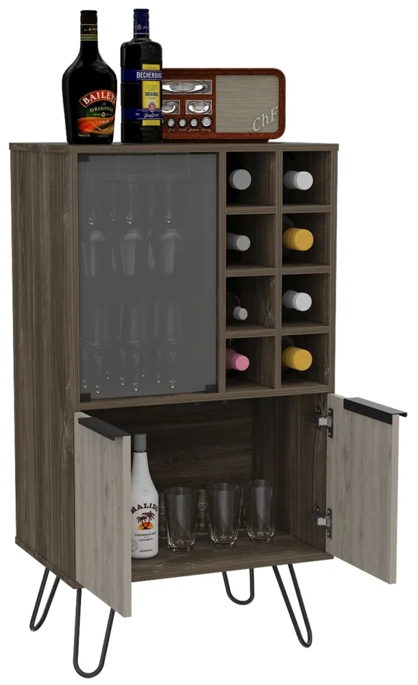 Navarro Wine Cabinet with Hairpin Legs - Grey, Oak Effect