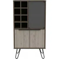 Navarro Wine Cabinet with Hairpin Legs - Grey, Oak Effect
