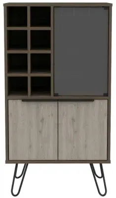 Navarro Wine Cabinet with Hairpin Legs - Grey, Oak Effect image