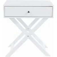Ozark 1 Drawer Bedside Cabinet with X Legs - White